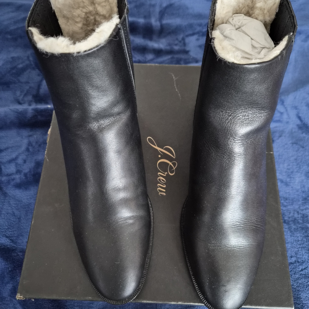 J. Crew Black Women's Chelsea Ankle Boots Sherpa Lined. NEW